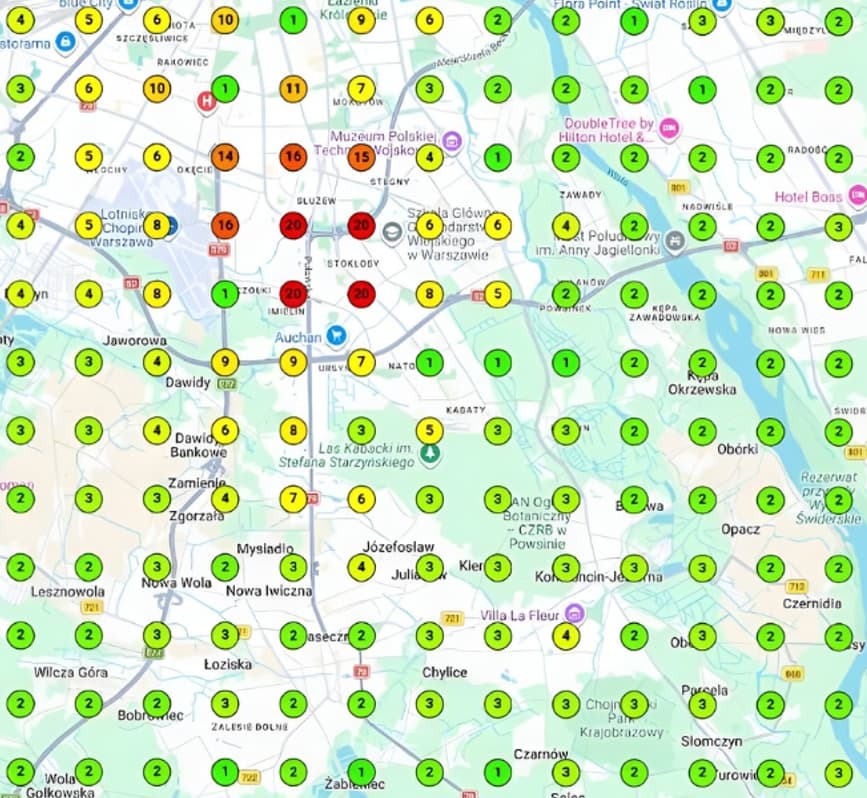 Google Maps ranking before optimization (Red)